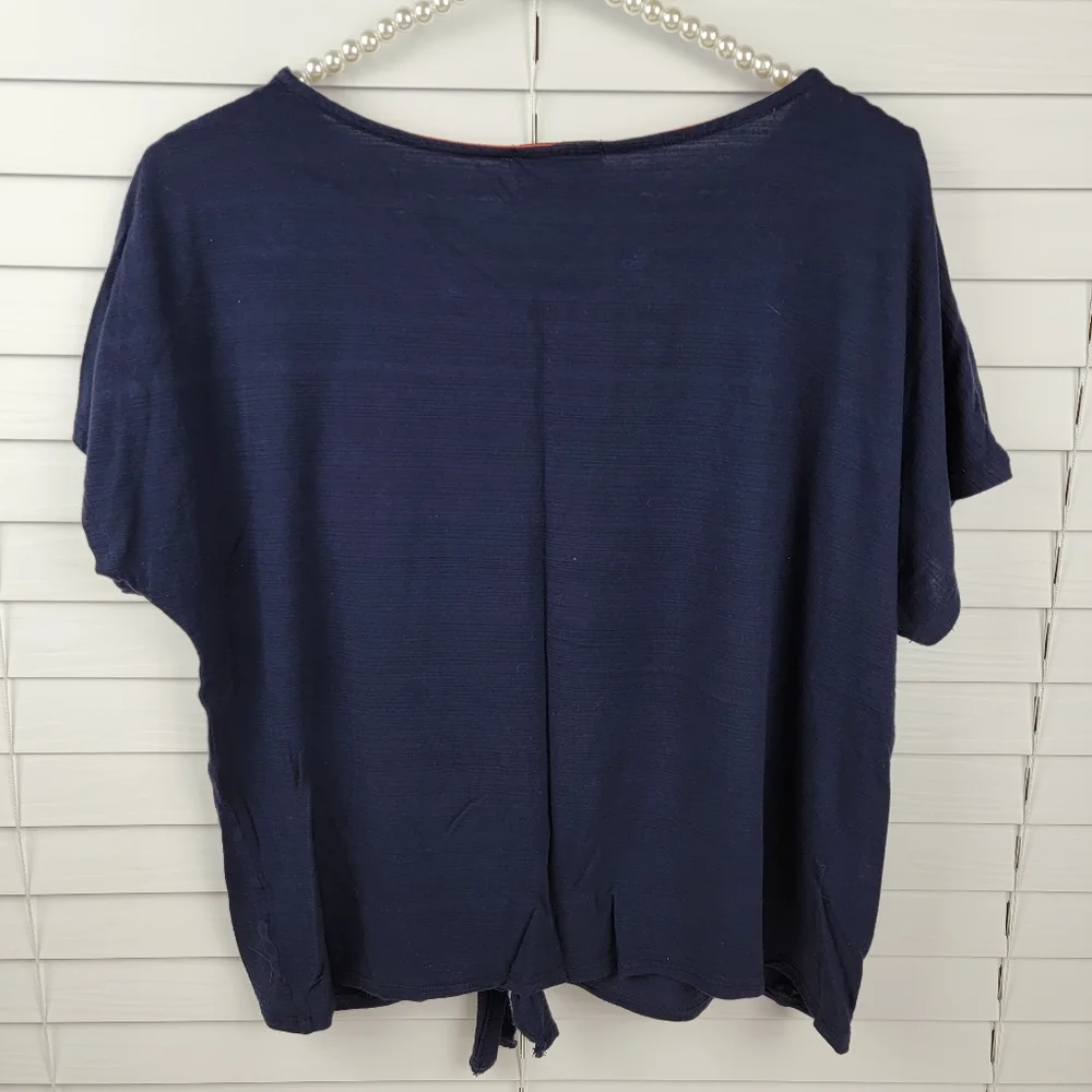 W5 Tie Front Top with Embroidered Flowers - Picture 2 of 11